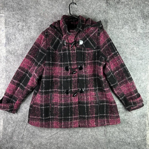 Plaid Women's Jacket in Pink and Black - Picture 1 of 16